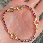 Golden Oval Cut Ruby Sapphire Tennis Bracelet For Women Belovegrace