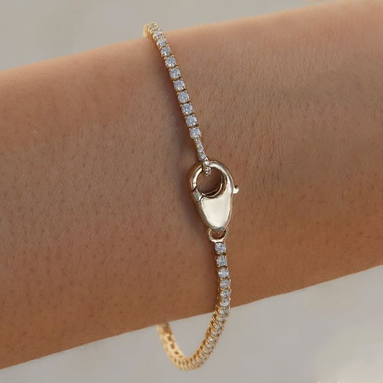 Unique Round Cut White Sapphire Tennis Lock Bracelet For Women Belovegrace