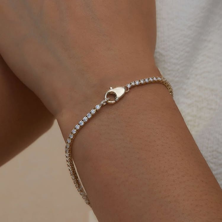 Unique Round Cut White Sapphire Tennis Lock Bracelet For Women Belovegrace