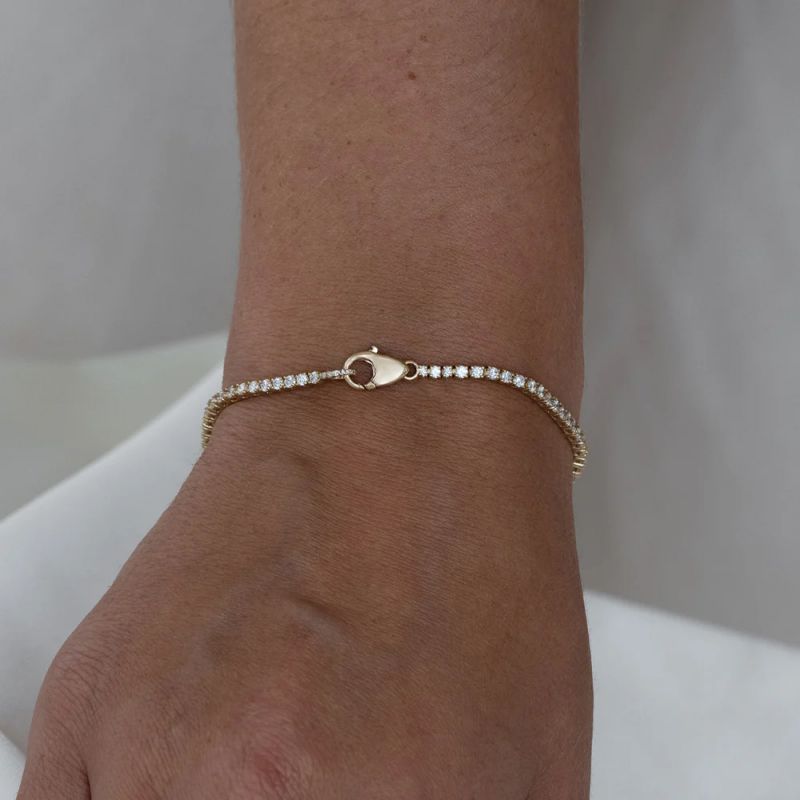 Unique Round Cut White Sapphire Tennis Lock Bracelet For Women Belovegrace
