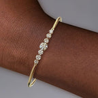 Classic Round Cut White Sapphire Bangle Bracelet For Women Belovegrace