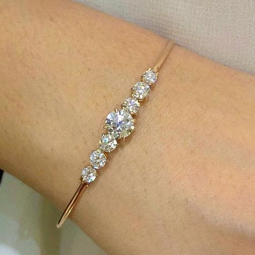 Classic Round Cut White Sapphire Bangle Bracelet For Women Belovegrace