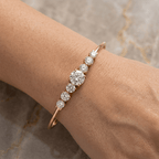 Classic Golden Round Cut White Sapphire Bangle Bracelet For Women