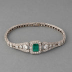 Art Deco Emerald Cut Emerald Sapphire Bracelet For Women Belovegrace