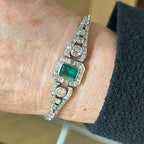 Art Deco Emerald Cut Emerald Sapphire Bracelet For Women Belovegrace