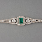 Art Deco Emerald Cut Emerald Sapphire Bracelet For Women Belovegrace