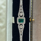 Art Deco Emerald Cut Emerald Sapphire Bracelet For Women Belovegrace