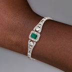 Art Deco Emerald Cut Emerald Sapphire Bracelet For Women Belovegrace