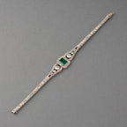 Art Deco Emerald Cut Emerald Sapphire Bracelet For Women Belovegrace