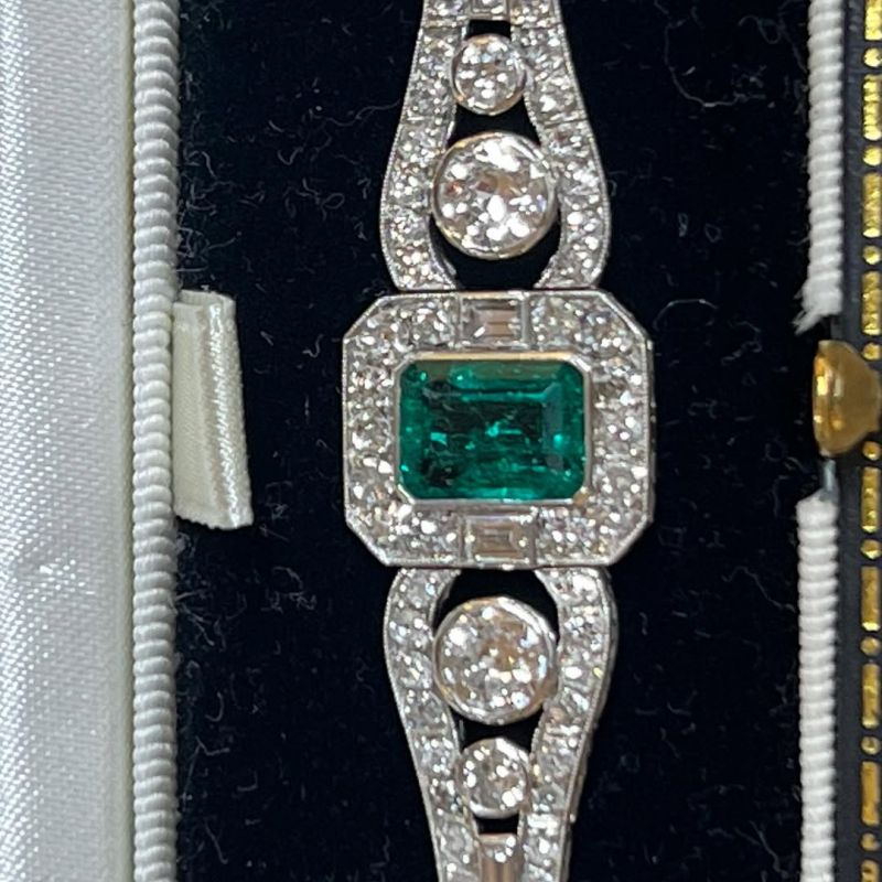 Art Deco Emerald Cut Emerald Sapphire Bracelet For Women Belovegrace