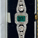 Art Deco Emerald Cut Emerald Sapphire Bracelet For Women Belovegrace