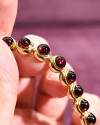 Golden Round Cabochon Cut Garnet Sapphire Moon Chain Tennis Bracelet For Women Belovegrace
