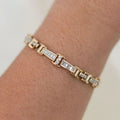 Golden Baguette Cut White Sapphire Tennis Bracelet For Women Belovegrace
