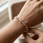 Geometric Link Baguette Cut Yellow Gold Tennis Bracelet For Women