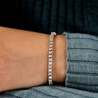 Classic Round Cut White Sapphire Tennis Bracelet For Women Belovegrace