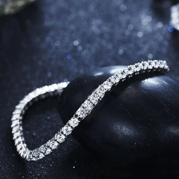 Classic Round Cut White Sapphire Tennis Bracelet For Women Belovegrace