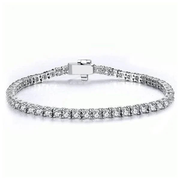 Classic Round Cut White Sapphire Tennis Bracelet For Women Belovegrace