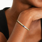 Golden Oval Cut Blue Sapphire Bracelet Bangle For Women Belovegrace