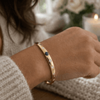 Star Setting Blue Sapphire Yellow Gold Bangle Bracelet For Women