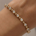 Golden Bezel Set Round Cut White Sapphire Tennis Bracelet For Women Belovegrace