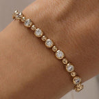 Golden Bezel Set Round Cut White Sapphire Tennis Bracelet For Women Belovegrace
