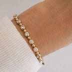 Golden Bezel Set Round Cut White Sapphire Tennis Bracelet For Women Belovegrace