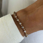 Golden Bezel Set Round Cut White Sapphire Tennis Bracelet For Women Belovegrace