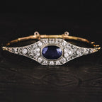 Vintage Two Tone Milgrain Oval Cut Blue Sapphire Bracelet For Women Belovegrace