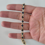 Golden Oval Cut Blue Sapphire Tennis Bracelet For Women Belovegrace