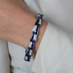 Art Deco Round & Emerald Cut Blue Sapphire Bracelet For Women Belovegrace