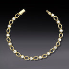 Classic Golden Round Cut White Sapphire Tennis Bracelet For Women Belovegrace