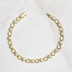 Classic Golden Round Cut White Sapphire Tennis Bracelet For Women Belovegrace