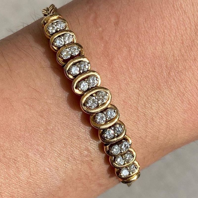 Art Deco Golden Round Cut White Sapphire Bracelet For Women Belovegrace