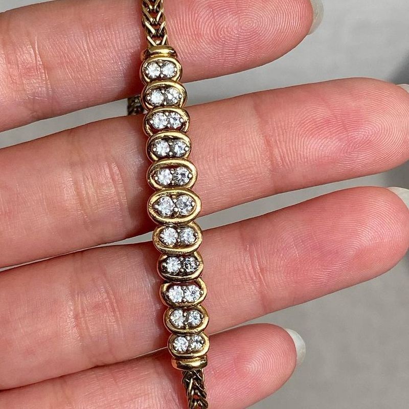 Art Deco Golden Round Cut White Sapphire Bracelet For Women Belovegrace