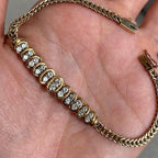 Art Deco Golden Round Cut White Sapphire Bracelet For Women Belovegrace