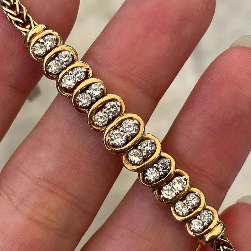 Art Deco Golden Round Cut White Sapphire Bracelet For Women Belovegrace