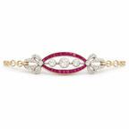 Antique Two Tone White & Ruby Sapphire Round Cut Bow Bracelet For Women