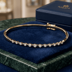 Golden Round Cut White Sapphire Bangle Bracelet For Women