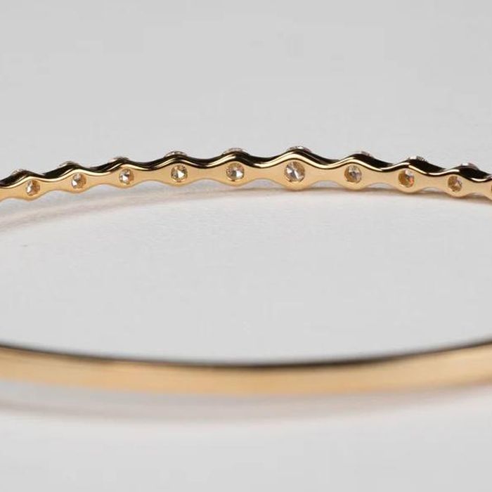 Golden Round Cut White Sapphire Bangle Bracelet For Women Belovegrace