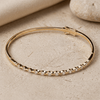 Golden Round Cut White Sapphire Bangle Bracelet For Women