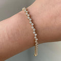 Golden Round Cut White Sapphire Tennis Bracelet For Women Belovegrace
