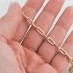 Luxury Jewelry Golden Round Cut White Sapphire Chain Bracelet For Women