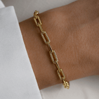 Luxury Jewelry Golden Round Cut White Sapphire Chain Bracelet For Women