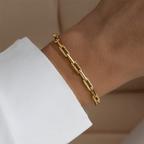 Luxury Jewelry Golden Round Cut White Sapphire Chain Bracelet For Women