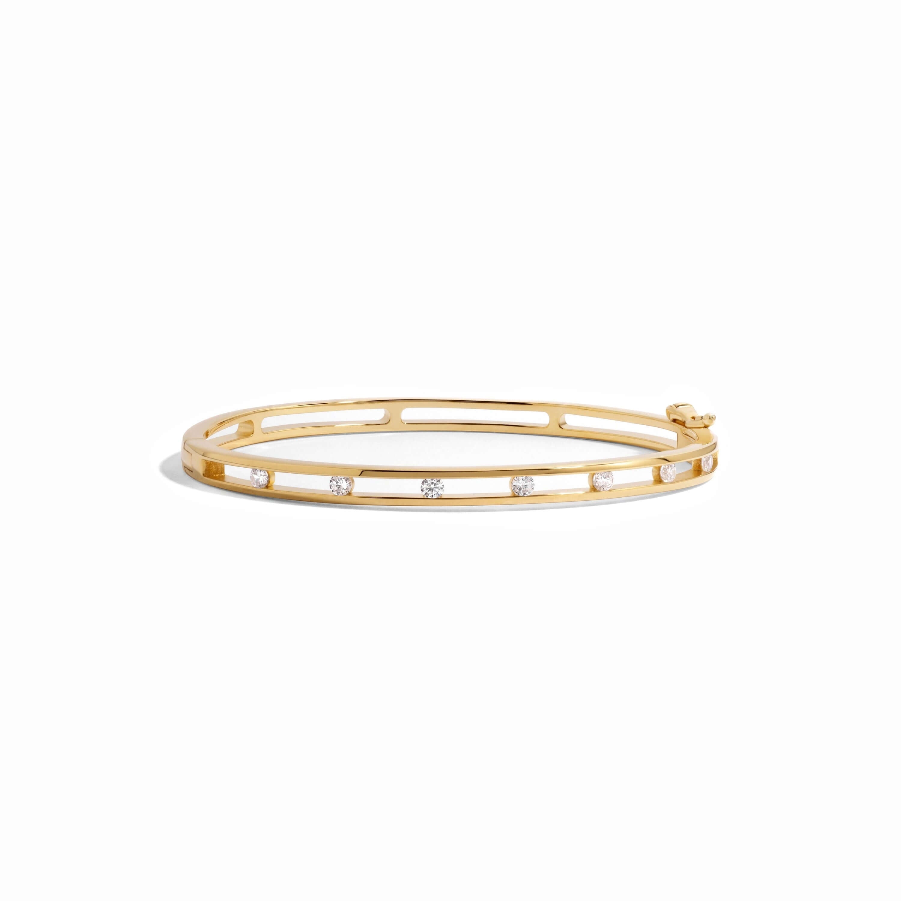 Luxury Jewelry Classic Channel Setting Round Cut White Sapphire Bangle Bracelet For Women
