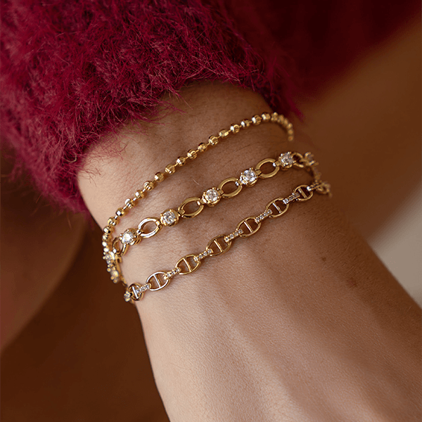 Luxury Jewelry Golden Fashion Round Cut White Sapphire Bracelet For Women