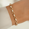 Luxury Jewelry Golden Fashion Round Cut White Sapphire Bracelet For Women