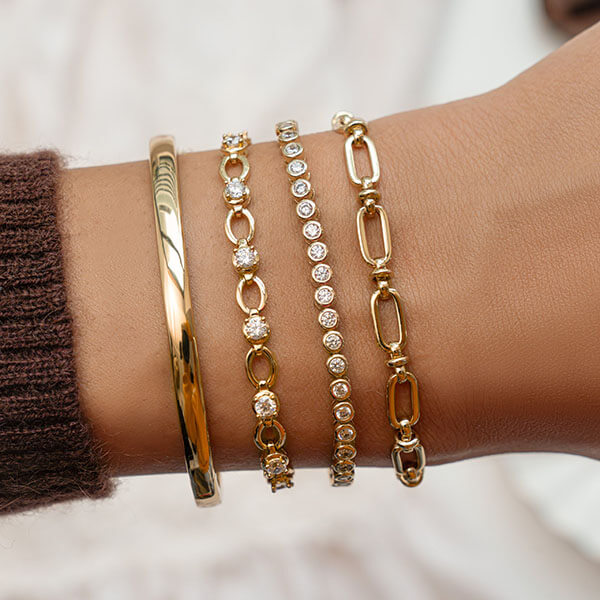 Luxury Jewelry Golden Fashion Round Cut White Sapphire Bracelet For Women