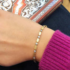 Luxury Jewelry Golden Bezel Round Cut White Sapphire Tennis Bracelet
