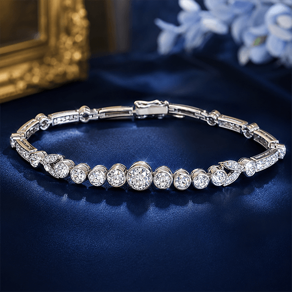 Luxury Jewelry Vintage Design Round Cut White Sapphire Tennis Bracelet For Women
